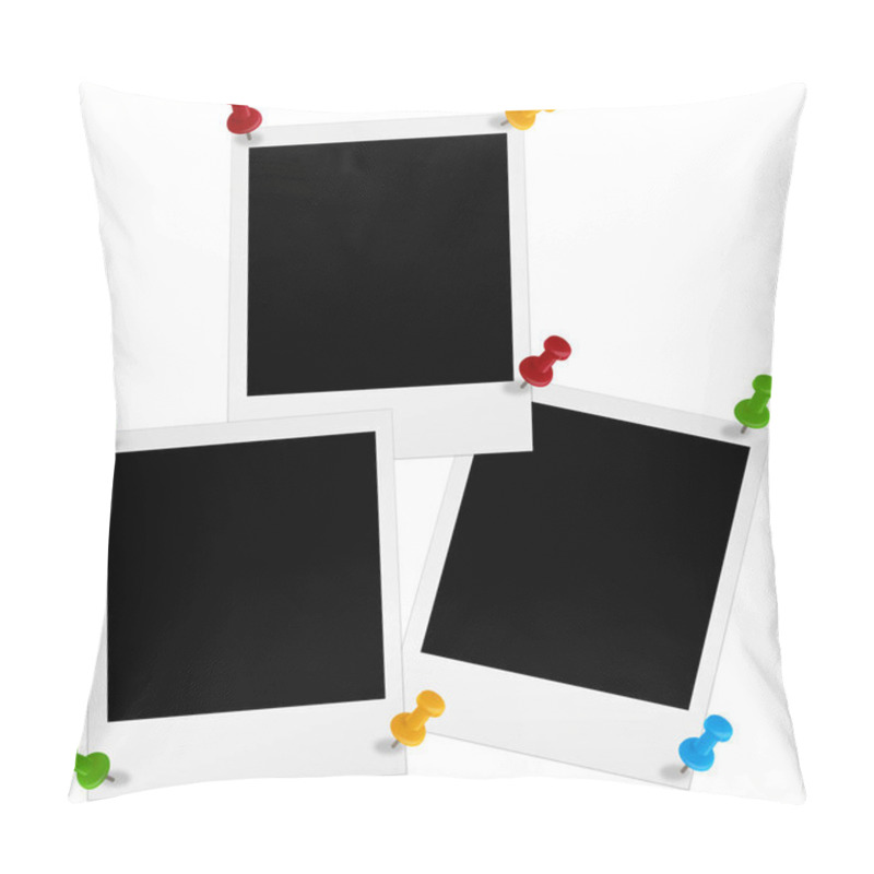 Personality  Blank Photo Frames And Stickers On White Background Pillow Covers