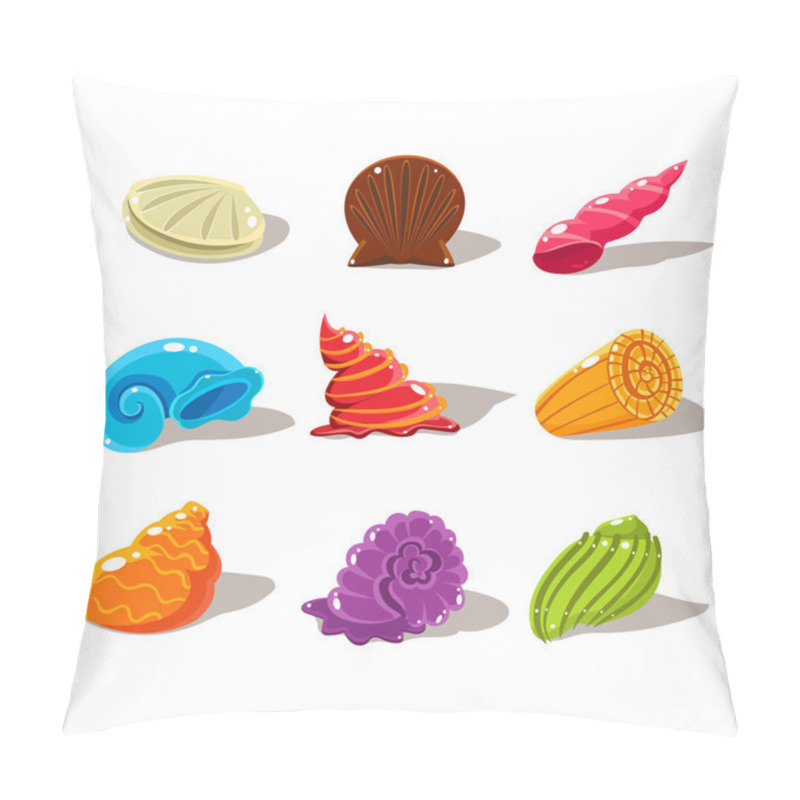 Personality  Sparkling Cartoon Sea Shells. Vector Illustration Set Pillow Covers