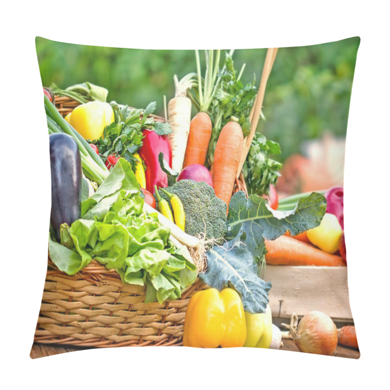 Personality  Fresh Organic Vegetables In Wicker Basket Pillow Covers