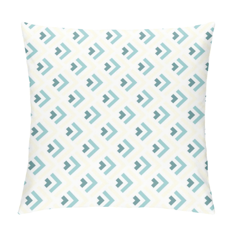 Personality  Delicate Blue Beige Turquoise Arrows Regular Geometric Elements In Rows On White Background Seamless Pattern Pillow Covers