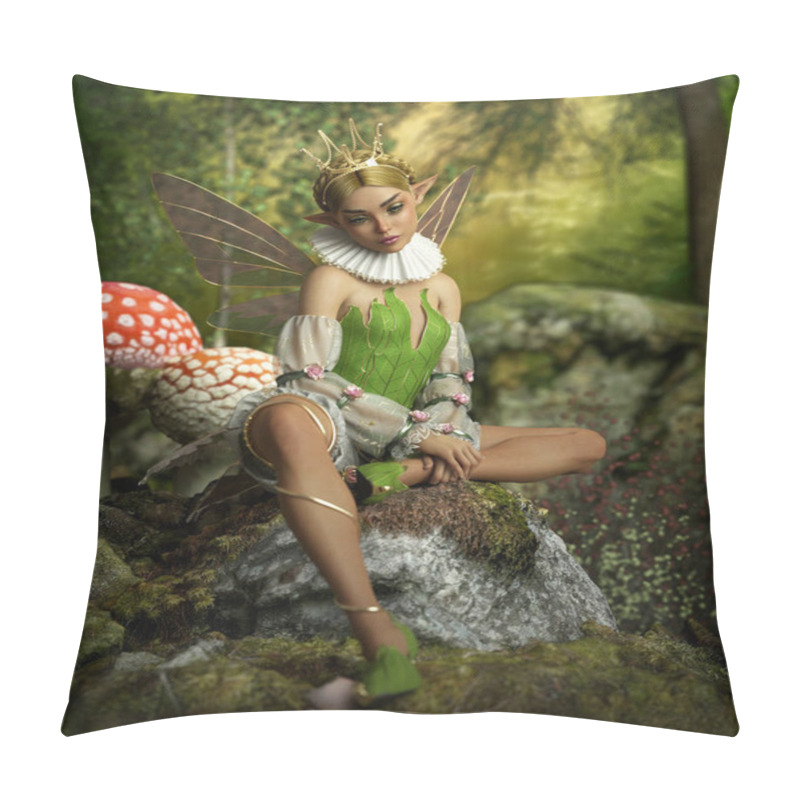 Personality  3d Computer Graphics Of A Little Fairy With Wings And A Crown On Her Head Pillow Covers