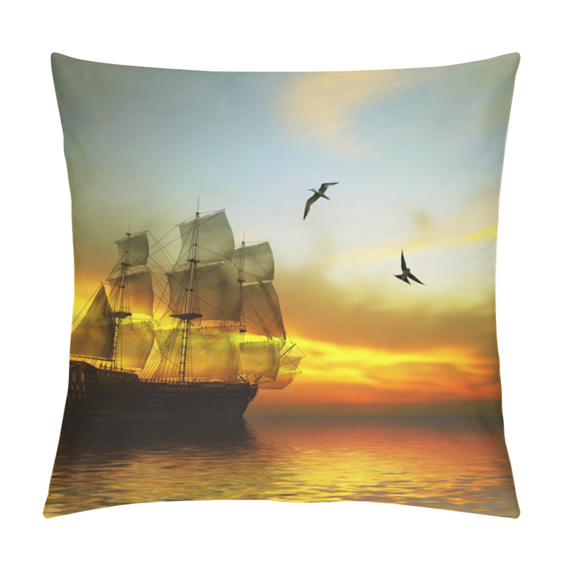 Personality  Sailboat Against  Sea Landscape Pillow Covers