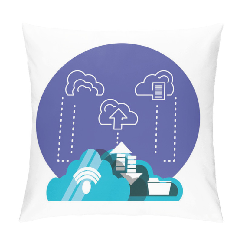 Personality  Cloud Computing Network Set Icons Pillow Covers