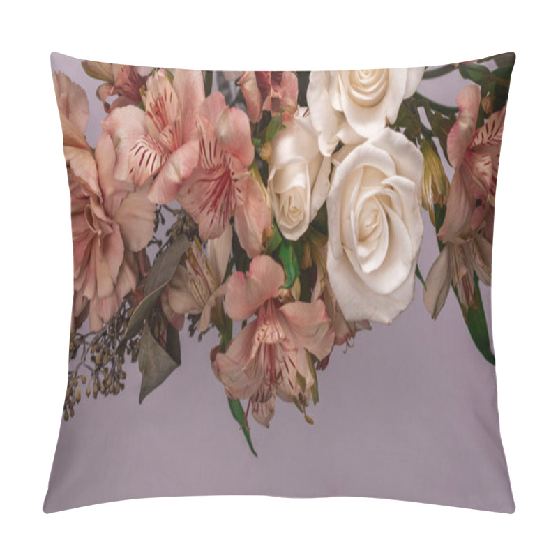 Personality  Bouquet Of  Soft Pink Flowers In Pink Wrapping Paper.  Pillow Covers