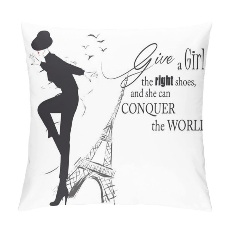 Personality  Fashion Girl In Sketch-style.  Pillow Covers