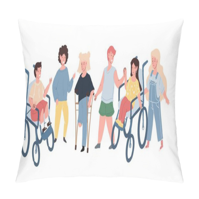 Personality  Flat Cartoon Kids Characters,children With Disabilities,vector Illustration Concept Pillow Covers