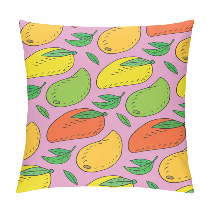 Personality  Pattern Of Sweet Juicy Mango. Summer Exotic Food. Beautiful Hand Drawn Illustration Of Fruits Pillow Covers