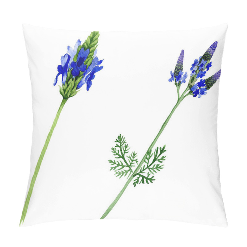 Personality  Blue Violet Lavender Floral Botanical Flower. Wild Spring Leaf Wildflower Isolated. Watercolor Background Set. Watercolour Drawing Fashion Aquarelle. Isolated Lavandula Illustration Element. Pillow Covers