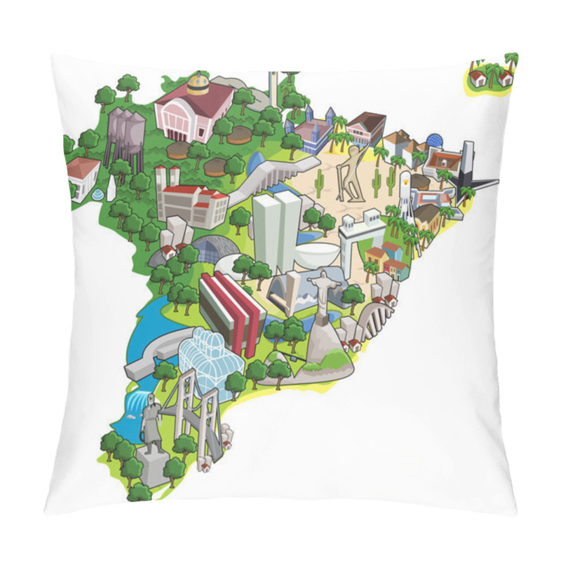 Personality  Map Of Brazil Pillow Covers