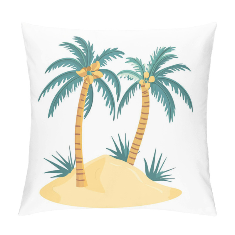 Personality   Minimal Flat A Playful Beach-themed Christmas With Palm Trees And Sand. Flat Vector Pillow Covers