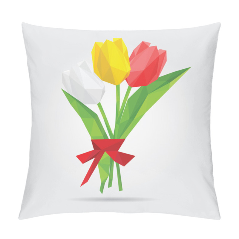 Personality  Polygonal Flowers. Polygonal Tulips In Vector Pillow Covers