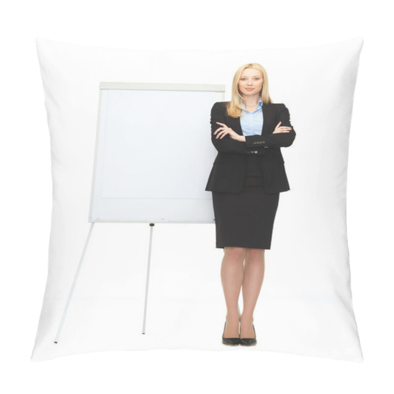 Personality  Businesswoman With Flipchart In Office Pillow Covers