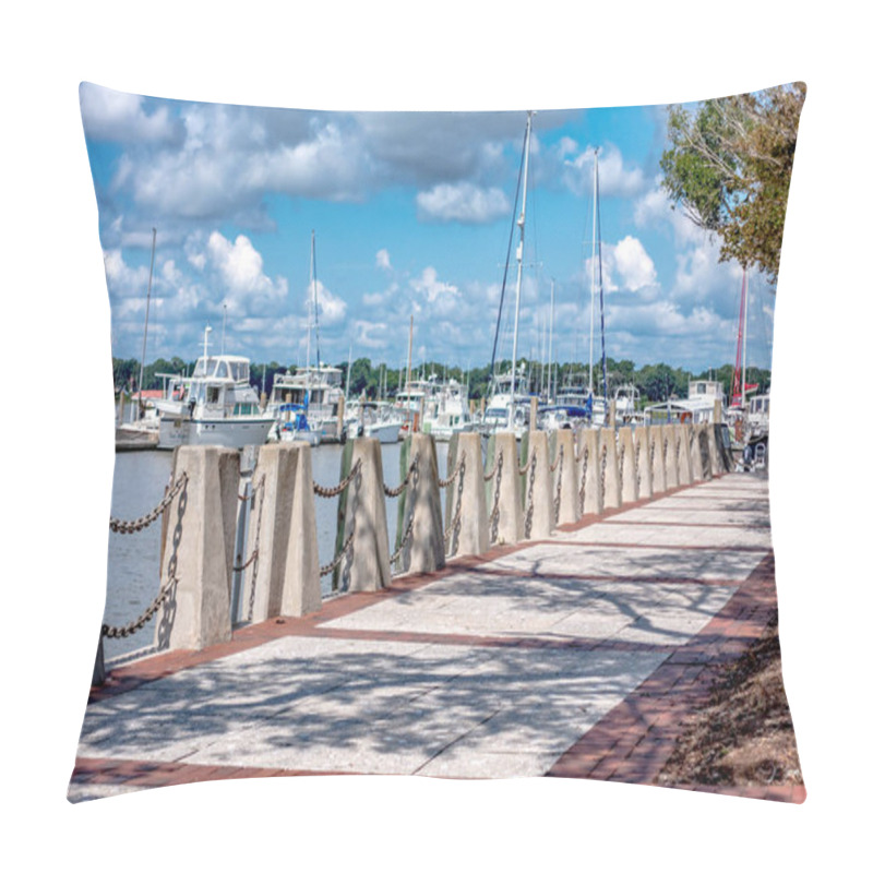 Personality  Beaufort South  Carolina Downtown Waterfront On Sunny Day Pillow Covers