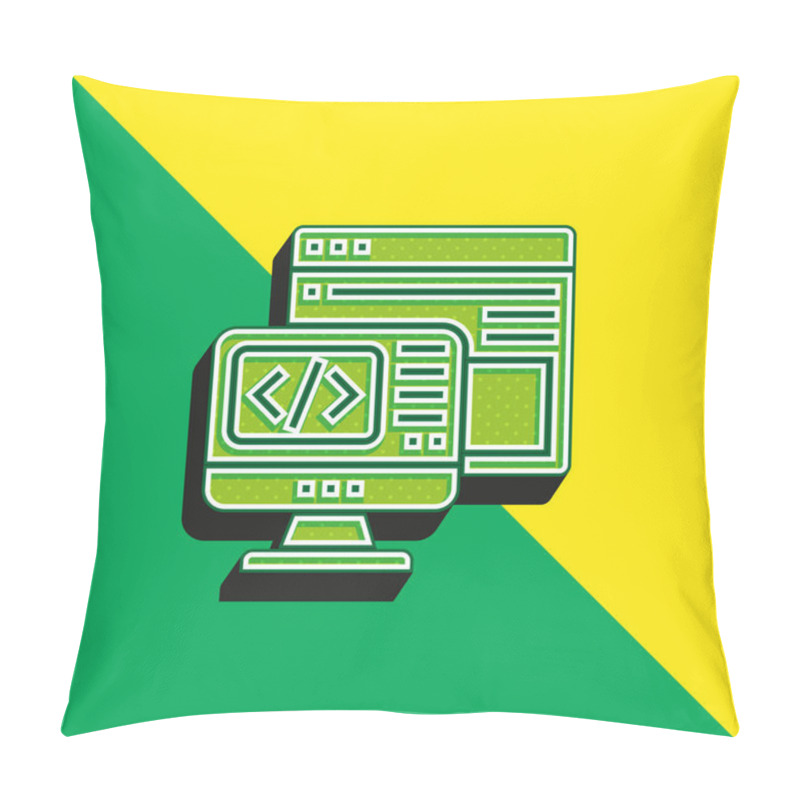 Personality  Backend Green And Yellow Modern 3d Vector Icon Logo Pillow Covers