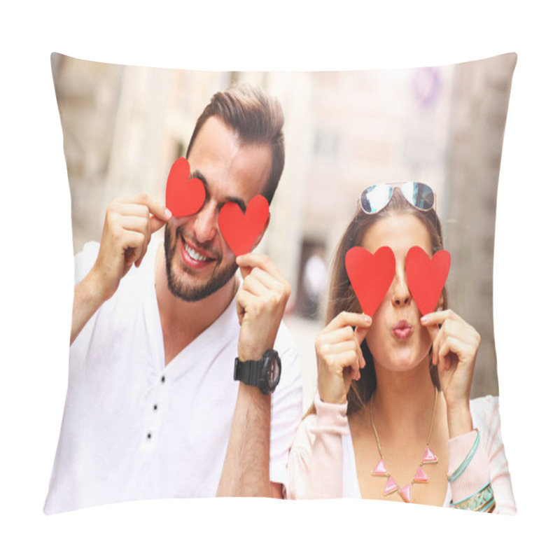 Personality  Happy Couple With Hearts Pillow Covers