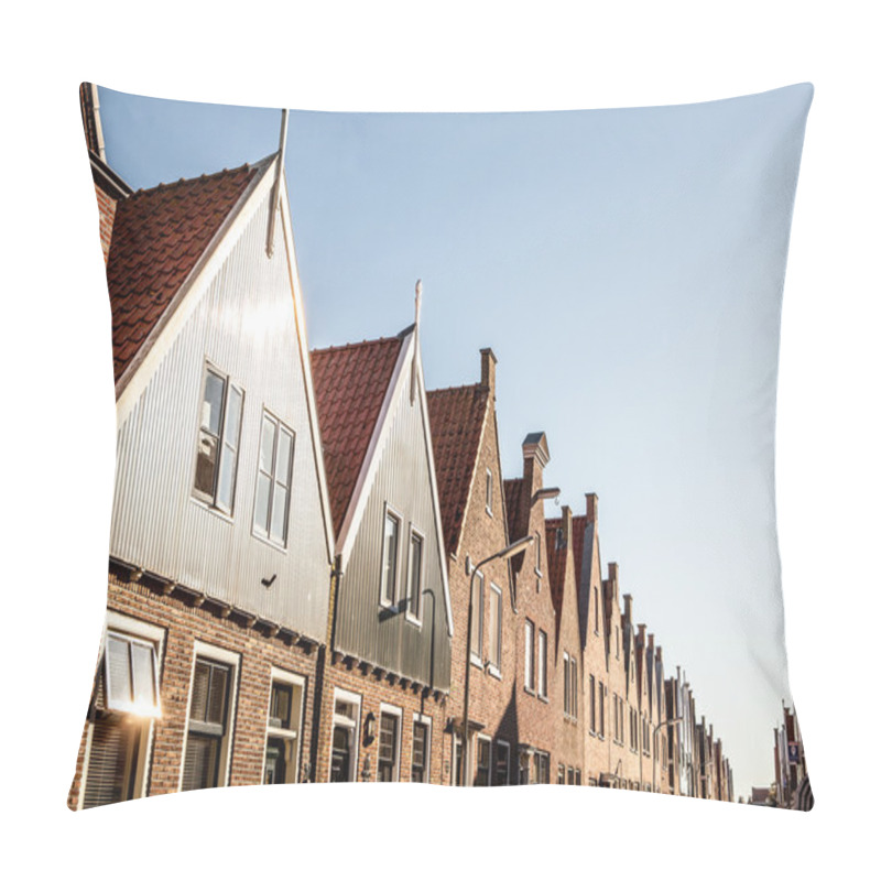 Personality  VOLENDAM, NETHERLANDS - JUNE 18, 2014: Traditional Houses & Streets In Holland Town Volendam, Netherlands. Volendam - A Small Town That Has Preserved The Tradition Of Dutch Fishing Villages. Pillow Covers