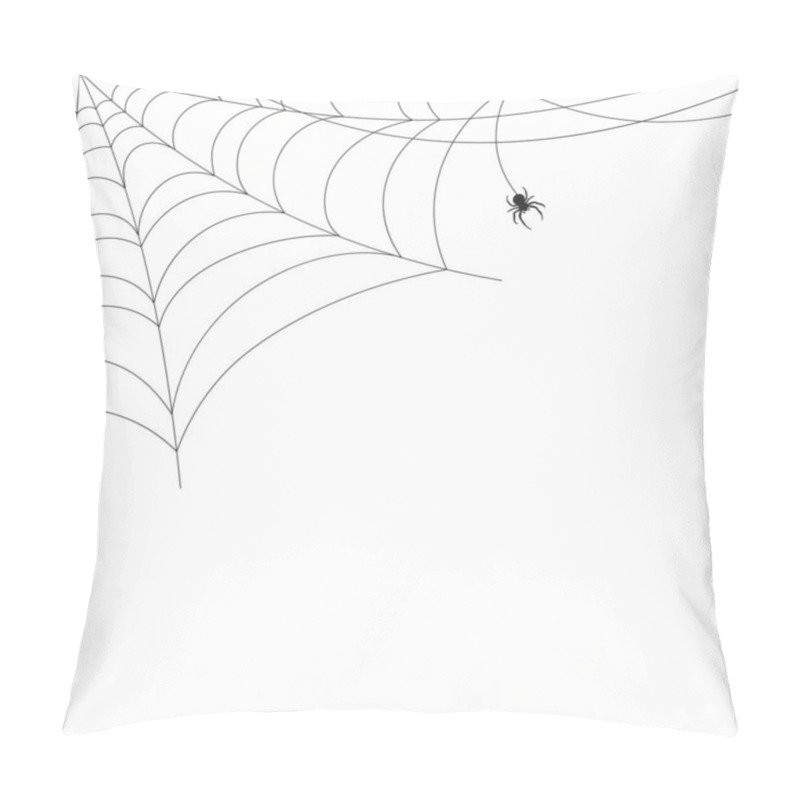 Personality  White Background With Cobweb And Spider. Insects. Illustration, Background With Copy Space, Vector Pillow Covers