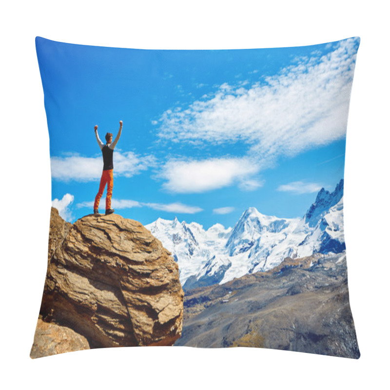 Personality  Hiker At The Top Of A Pass Pillow Covers