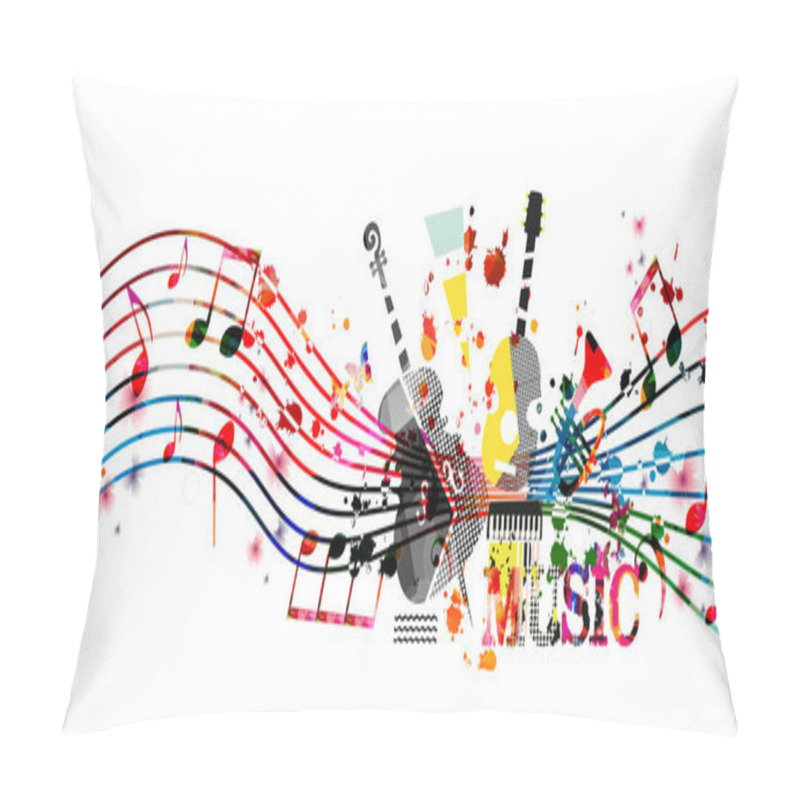 Personality  Abstract Musical Instruments On White Background, Musical Banner Pillow Covers