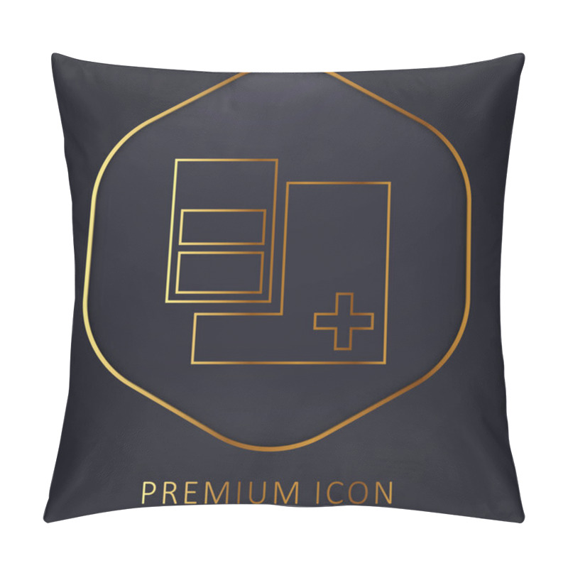 Personality  Add Square Button With Three Vertical Rectangles Golden Line Premium Logo Or Icon Pillow Covers