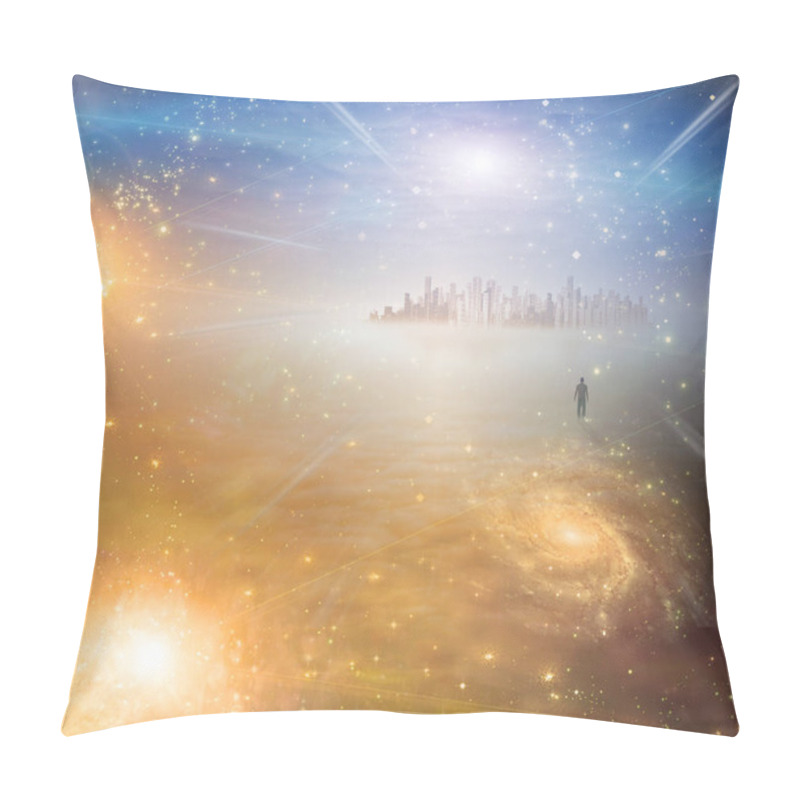 Personality  Man Approaches City In Light Pillow Covers