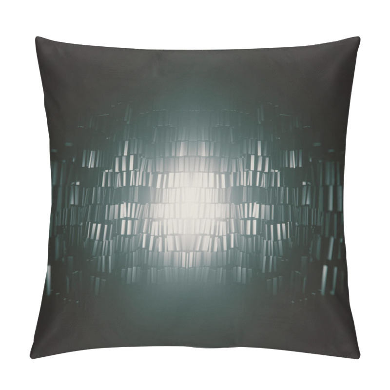 Personality  Digital Illustration Of A Symmetrical Undulating Surface Of Dark Rectangles. Magical Harmonious Interplay Of Abstract Shapes And Intertwining Intricate Patterns. 3d Rendering Pillow Covers