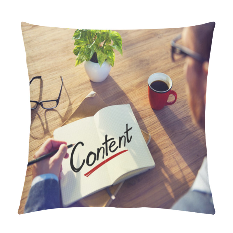 Personality  Businessman Writing The Word Content Pillow Covers