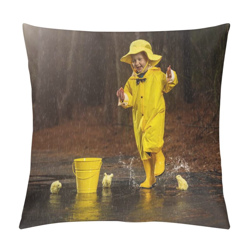 Personality  Child Enjoying The Rain In His Galoshes  Pillow Covers