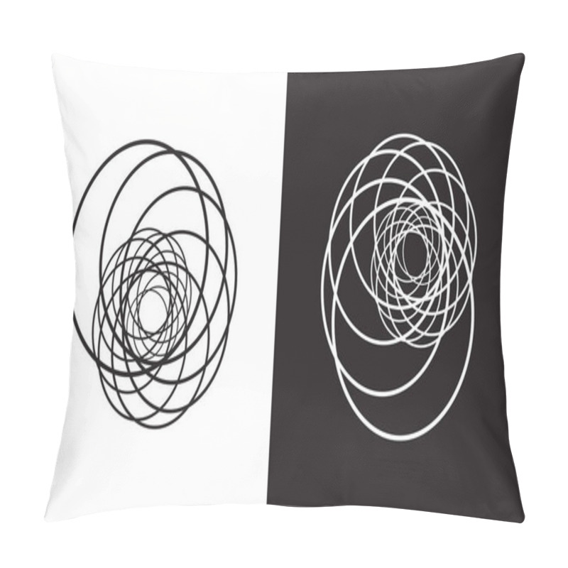 Personality  Abstract Geometric Spirograph Spiral Line Art Collection. Black And White Optical Illusion, Aesthetic Op Art Design Element. Flat Vector Art Pillow Covers