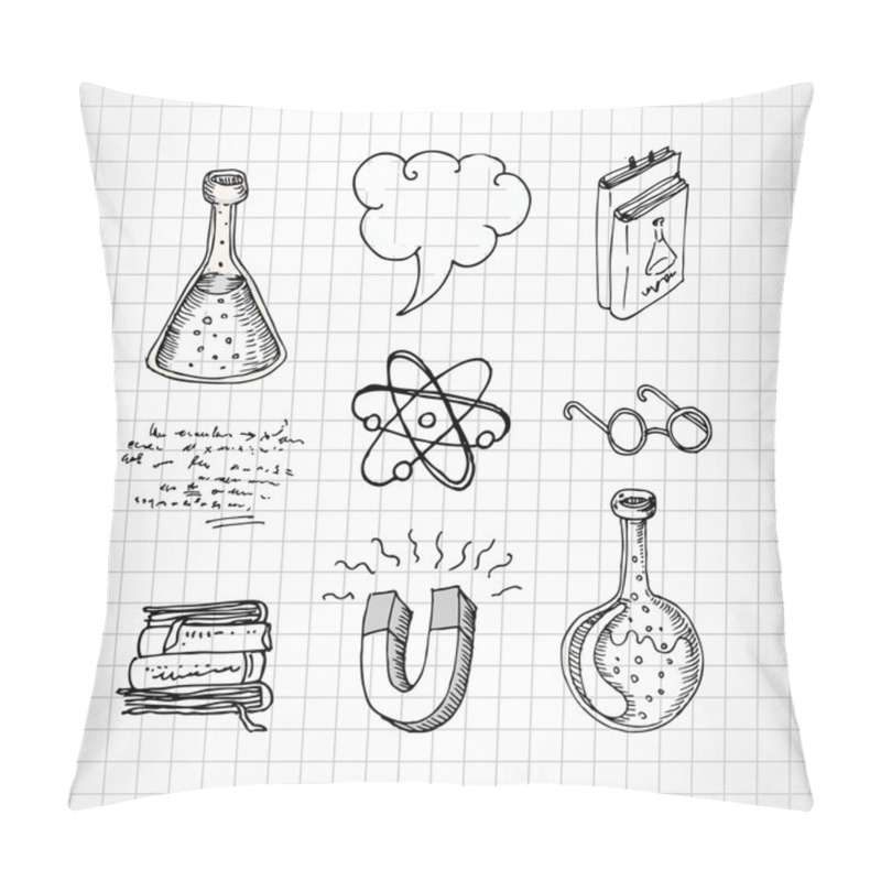 Personality  Doodle Style Science Laboratory Elements Pillow Covers