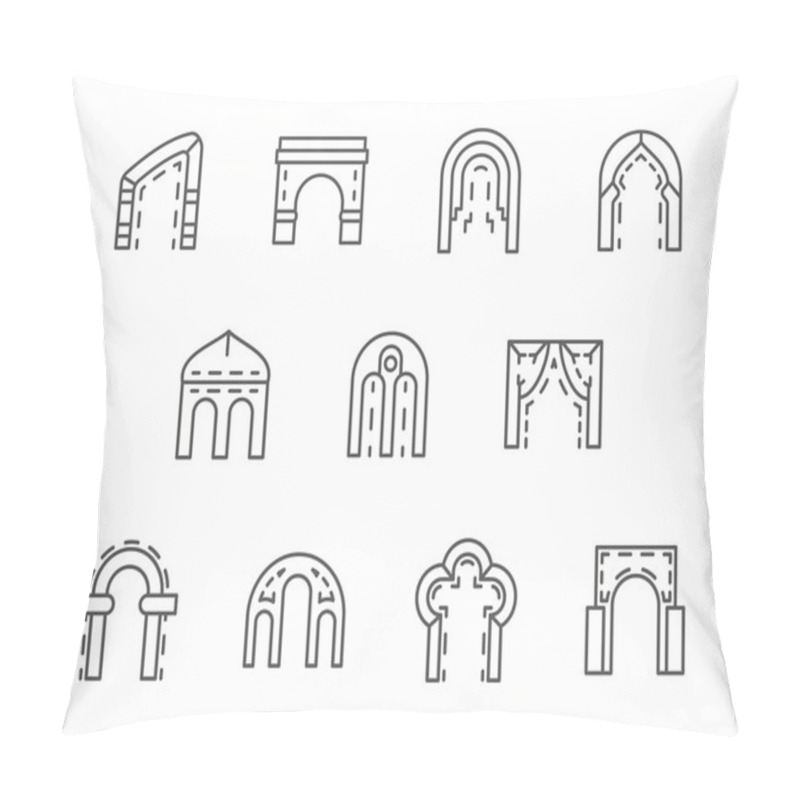 Personality  Arches Black Line Vector Icons Set Pillow Covers