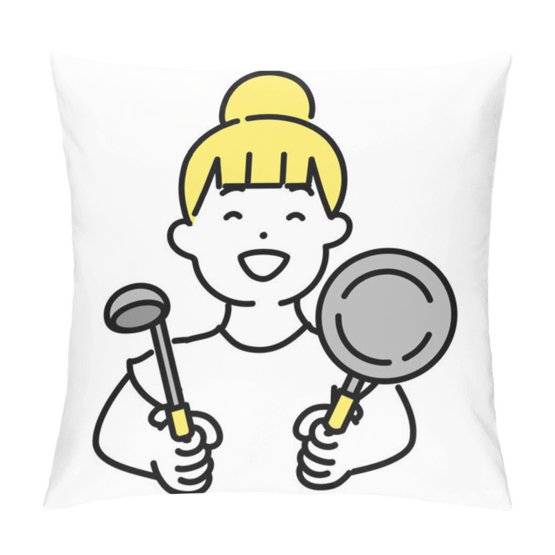 Personality  Illustration Series Of Cute Person _ Female In Casual Clothes _ Cooking Pillow Covers