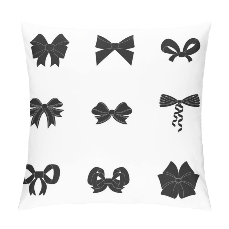 Personality  Bow, Ribbon, Decoration, And Other Web Icon In Black Style.Giftbows, Node, Ornamentals, Icons In Set Collection. Pillow Covers