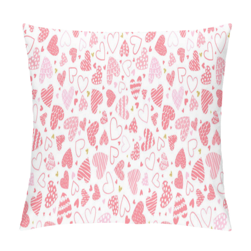 Personality  Cute Hand Drawn Hearts Seamless Pattern, Lovely Romantic Background, Great For Valentine's Day, Mother's Day, Textiles, Wallpapers, Banners - Vector Design Pillow Covers