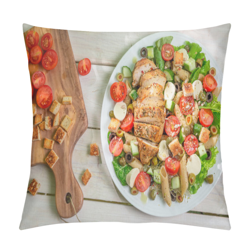 Personality  Salad With Chicken And Vegetables Pillow Covers