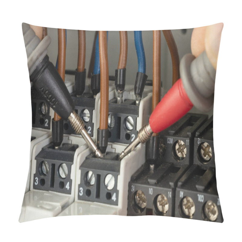 Personality  Testing Electrical Connections With Probes In A Terminal Block Pillow Covers