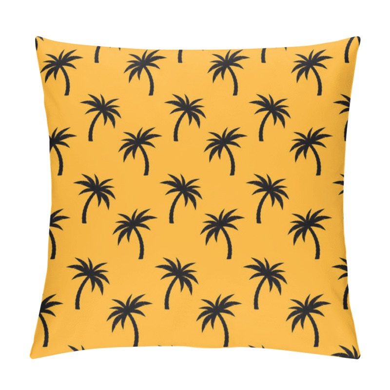 Personality  Palm Trees Seamless Pattern. Black Palms On Orange Background. Pillow Covers