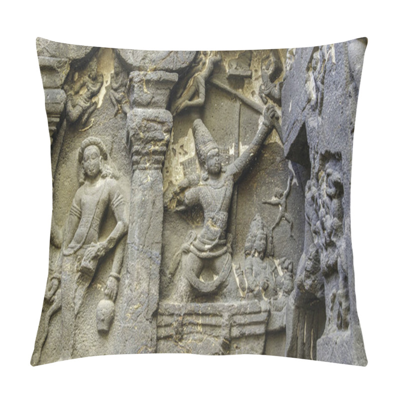 Personality  The Rock Cut Ellora Caves Complex Near Aurangabad India. Pillow Covers