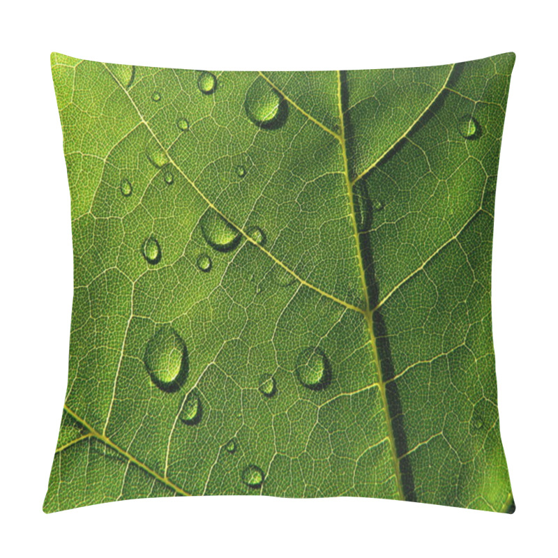 Personality  Dark-green Leaf With Drops Of The Rain Pillow Covers