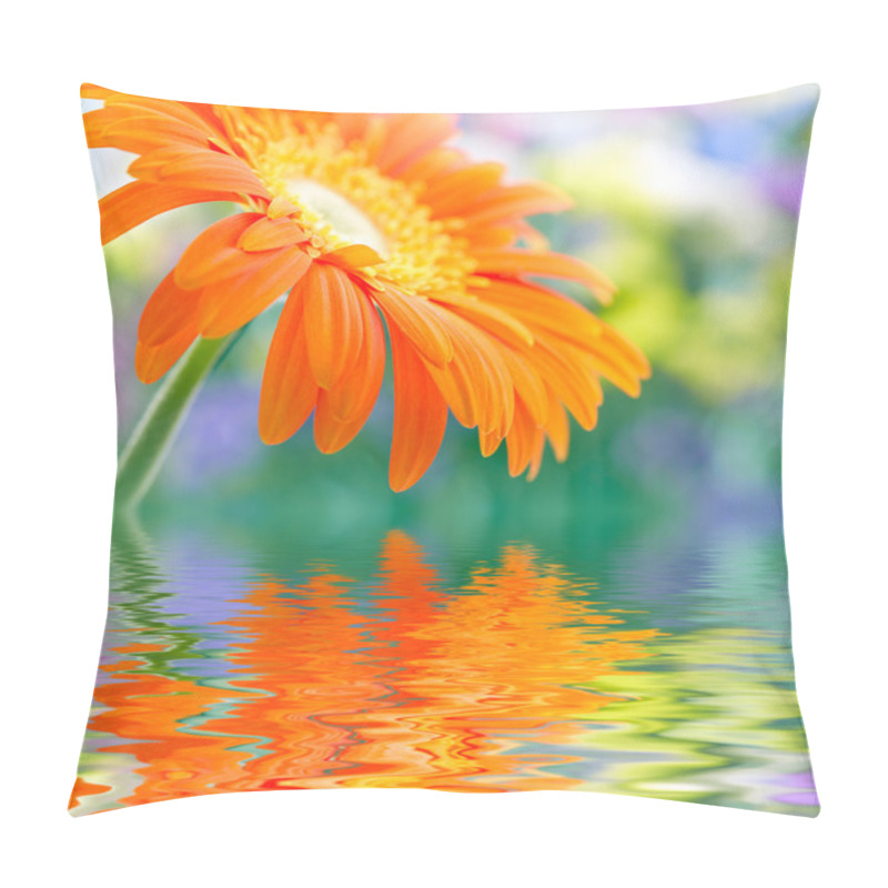 Personality  Closeup Photo Of Yellow Daisy-gerbera Reflected In The Water Pillow Covers