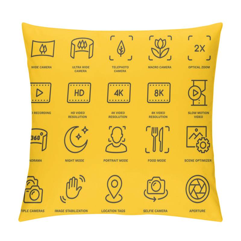 Personality  Smartphone Camera Icons. Monoline Concept Pillow Covers