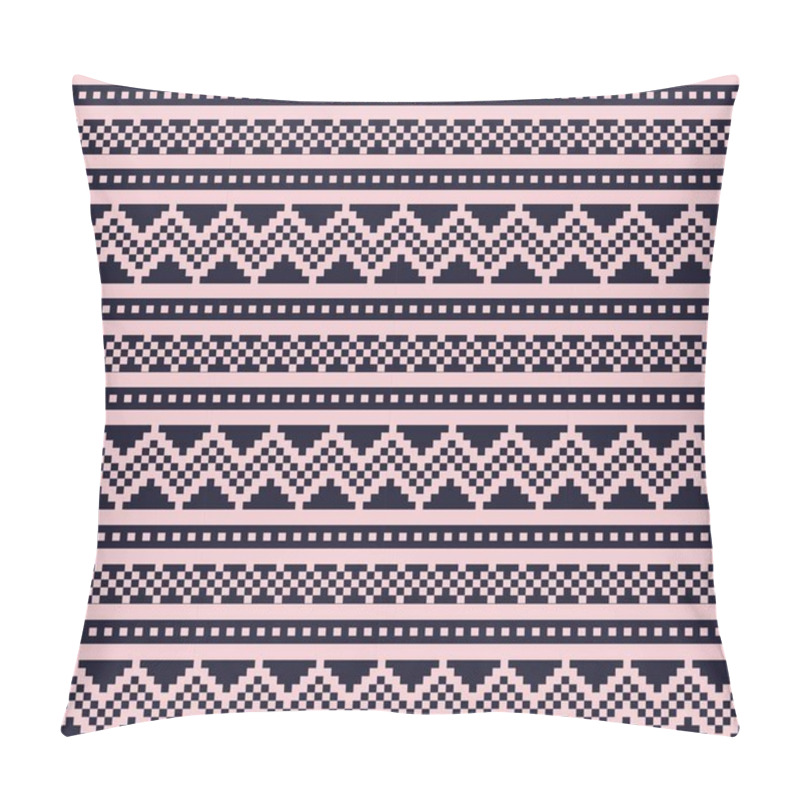 Personality  Pink Navy Christmas Fair Isle Pattern Background For Fashion Textiles, Knitwear And Graphics Pillow Covers