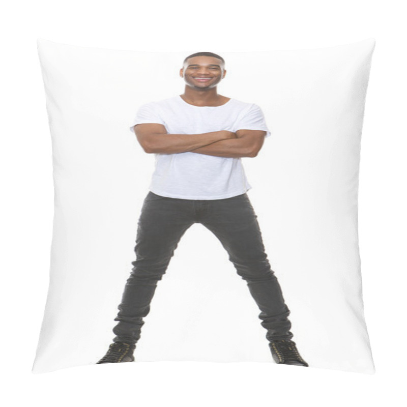 Personality  Full Length Portrait Of A Cool Young Guy Smiling With Arms Crossed  Pillow Covers