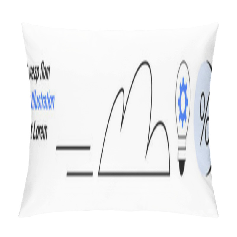 Personality  Line Drawing Of A Cloud Followed By A Lightbulb With A Blue Gear, And A Percentage Symbol. Ideal For Tech Apps, Business Analysis, Marketing, Finance, Education, Innovation, Cloud Services. Landing Pillow Covers