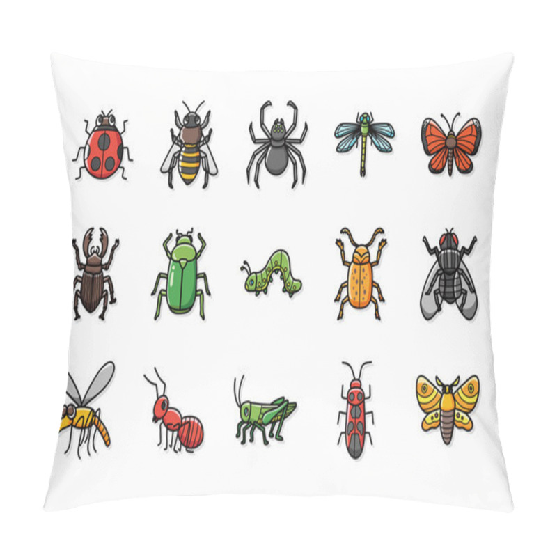 Personality  Insects And Bugs Icons Set,eps10 Pillow Covers