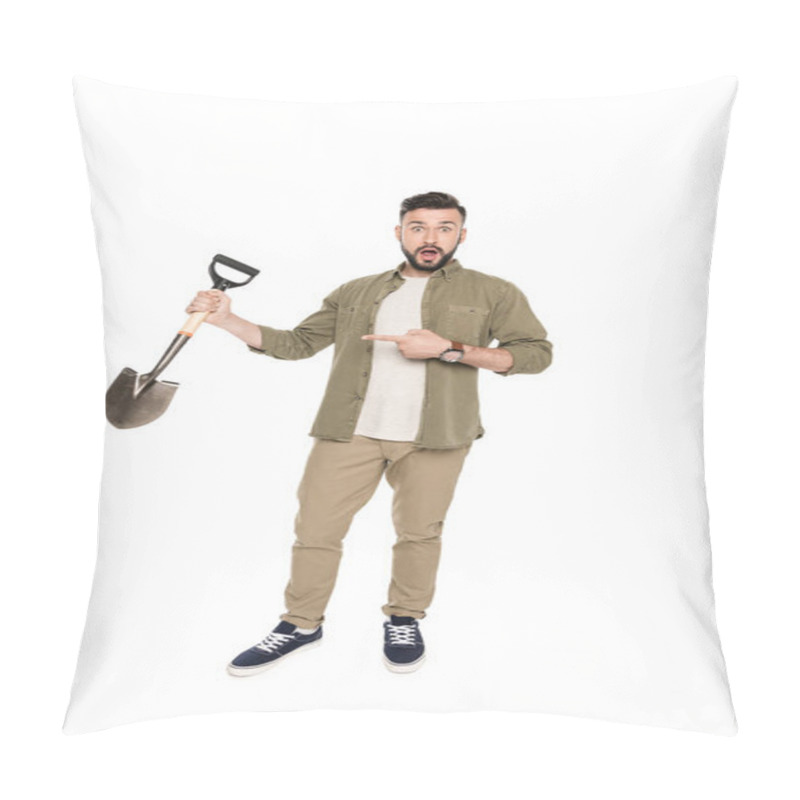 Personality  Man Holding Shovel Pillow Covers