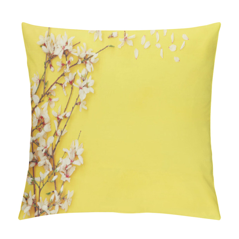 Personality  White Cherry Blossoms Tree On Wooden Background Pillow Covers