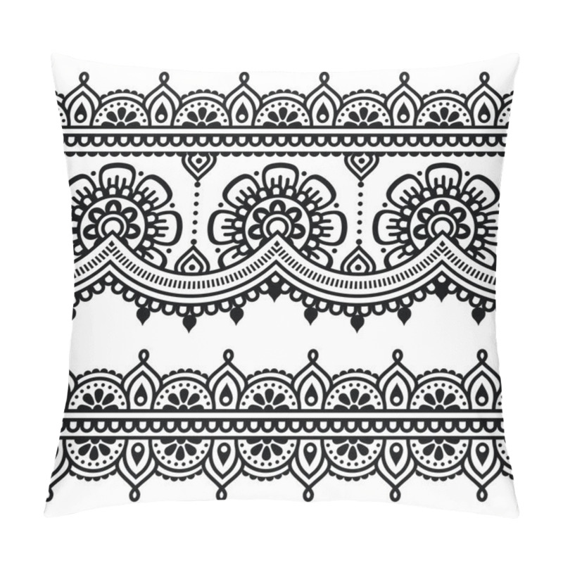 Personality  Mehndi, Indian Henna Tattoo Seamless Pattern Pillow Covers