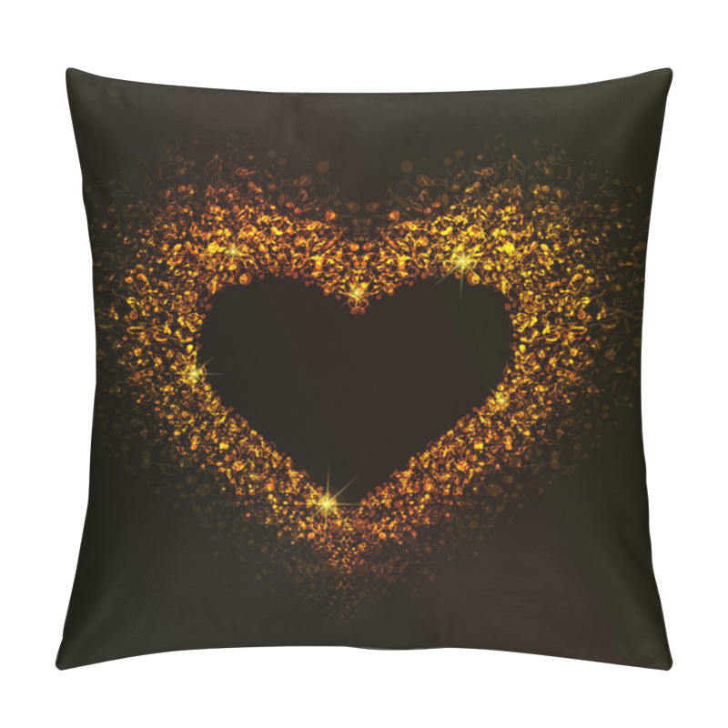 Personality  Golden Heart Of Notes Pillow Covers