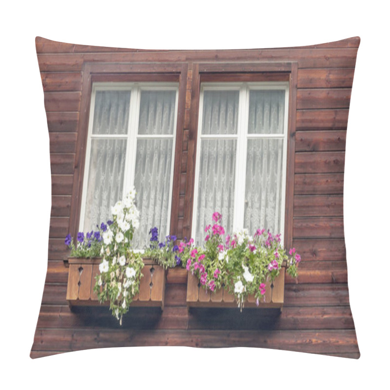 Personality  Facade With Flowers On The Windows In Switzerland Pillow Covers